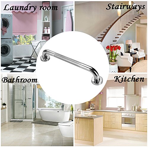 Sumnacon 16 Inch Bath Grab Bar with Anti-Slip Grip Sumnacon 16 Inch Bath Grab Bar with Anti-Slip Grip, Sturdy Stainless Steel Shower Safety Handle for Bathtub,Toilet, Bathroom,Kitchen,Stairway Handrail,Come with Mounted Screws.