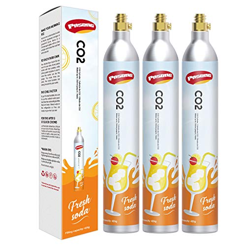 PASONG Co2 Carbonator 425 Gram Food Grade Pure Nitrogen Dioxide Cartridge Compatible for SodaStream for Soda maker, Set of 3