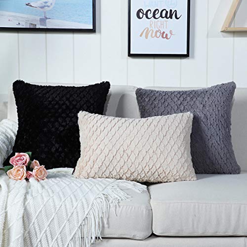 Mandioo Pack of 2 Luxury Soft Plush Faux Fur, Decorative Throw Pillow Covers Mandioo Pack of two Luxurious Tender Plush Fake Fur Ornamental Throw Pillow Covers Set Cushion Circumstances Pillowcases for Sofa Couch Bed room Automotive 18x18 Inches,Black.