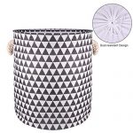 19.7-Inches Thickened Large Laundry Basket, Laundry Hamper with Durable Cotton Handle, Drawstring Waterproof Round Collapsible Storage Basket(Black)