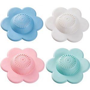 Wild Tribe Bathtub and Shower Drain Protectors with Suction Cups Easiest Hair Catchers Soft Silicone 4 flower