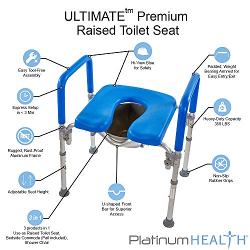 The Ultimate™ Raised Toilet Seat, Voted#1 Most Comfortable The Ultimate™ Raised Toilet Seat, Voted#1 Most Comfortable. Padded with Armrests. Adjustable Height. Premium Elevated Toilet Seat with Arms for Standard and Elongated Toilets..
