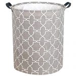 Sanjiaofen 19.7" Large Laundry Hamper Bucket Waterproof Coating Storage Bin Collapsible Washing Basket Home Nursery Toy Organizer,Canvas Storage Basket with Stylish Design(Grey Polygon)