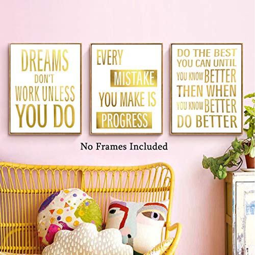 Inspirational Phrases Gold Foil Print, Motivational Quote and Saying Cardstock Inspirational Phrases Gold Foil Print, Motivational Quote and Saying Cardstock Artwork Print Poster Inspiring Phrases Wall Artwork Portray For Classroom Examine Room Dwelling Decor (eight X 10 inch, set of 4, UNframed).