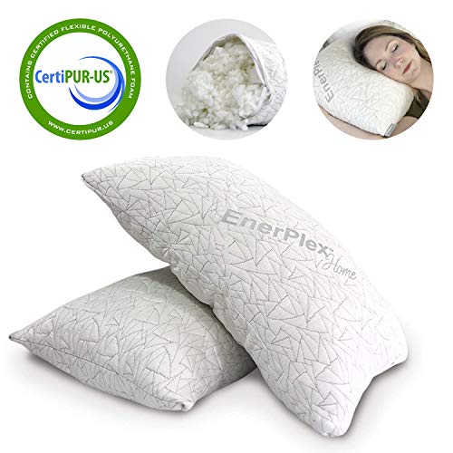EnerPlex Never-Flat King Pillows 2-Pack, CertiPUR-US Certified Adjustable Shredded Memory Foam Luxury King Size Pillow, Machine Washable, Bamboo Cover, 36x20 Lifetime Promise, Will Not Go Flat