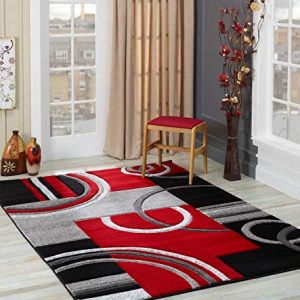 GLORY RUGS Area Rug Modern 5x7 Red Soft Hand Carved Contemporary Floor Carpet with Premium Fluffy Texture for Indoor Living Dining Room and Bedroom Area