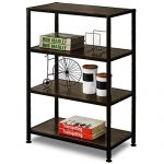 GreenForest 4-Tier Bookshelf Industrial Open Shelf Bookcase with Metal Frame for Home and Office Storage Display Shelves, Rustic Walnut