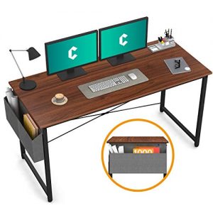 Cubiker Computer Desk 55" Home Office Writing Study Desk, Modern Simple Style Laptop Table with Storage Bag, Espresso