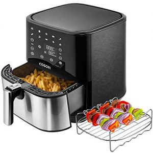 COSORI Stainless Steel Air Fryer (100 Recipes, Rack & 5 Skewers), 5.8Qt Large Air Fryers XL Oven Oilless Cooker, Preheat/Alarm Reminder, 9 Presets, Nonstick Basket, ETL Listed