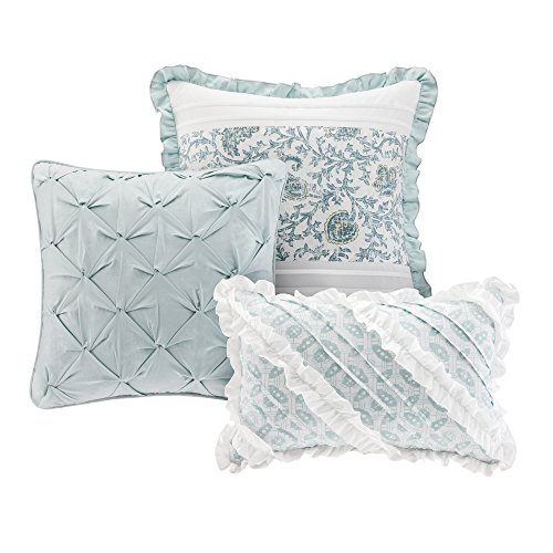Madison Park Dawn Queen Size Bed Comforter Set Madison Park Daybreak Queen Dimension Mattress Comforter Set Mattress In A Bag - Aqua , Floral Shabby Stylish – 9 Items Bedding Units – 100% Cotton Percale Bed room Comforters.