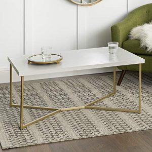 Walker Edison Furniture Company Marble Gold Mid Century Modern Rectangle Coffee Table