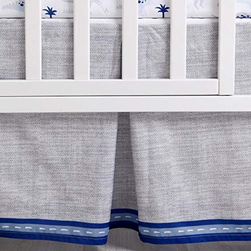 Dinosaur Crib Bedding Set | Navy/Blue/Grey with Embroidery Dinosaur Crib Bedding Set | Navy/Blue/Gray with Embroidery | three Piece Nursery Set for Boys Consists of Crib Comforter, Fitted Crib Sheet, Crib Skirt.