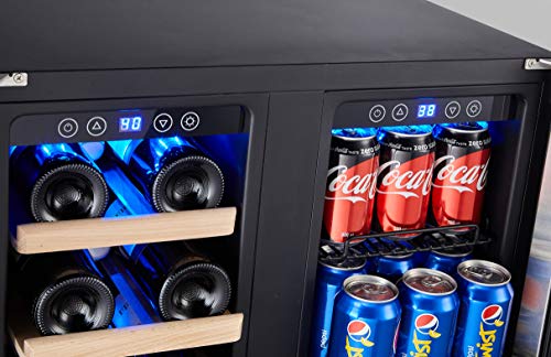 Wine and Beverage Cooler Kalamera 24'' Dual Zone Kalamera 24'' Wine and Beverage Cooler Twin Zone Constructed-in and Freestanding with Stainless Metal Door.