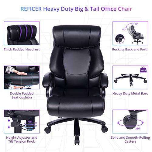 REFICCER High Back Big and Tall 400lb Leather Office Chair Executive Desk Package deal Dimensions: 32.three x 27.6 x 48.eight inches