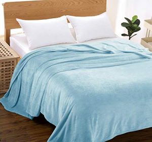MARQUESS Thick Flannel Blanket Ultra Soft Lightweight Fleece Throw Cozy & Luxury Bed Blanket Sleeping Cover Rug for Bedroom Sofa Living Room and All Seasons Occasions 92x92''(Blue, Queen)