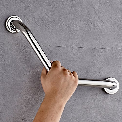 ROVATE Shower Angled Grab Bar, Bathroom Safety ROVATE Shower Angled Grab Bar, Bathroom Safety 17-Inch 304 Stainless Steel Bathtub Grip, Chrome.