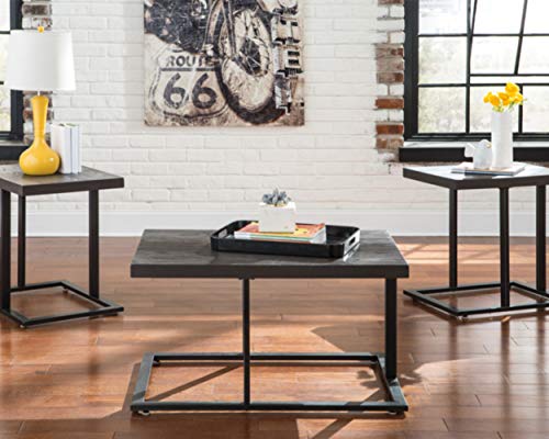 Airdon Up to date 3-Piece Desk Set Signature Design by Ashley - Airdon Up to date 3-Piece Desk Set - Consists of Espresso Desk and a pair of Finish Tables, Bronze End