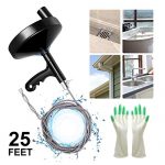 Drain Auger 25 Foot, Plumbing Snake Drain Auger Sink Auger Hair Clog Remover, Heavy Duty Pipe Snake for Bathtub Drain, Bathroom Sink, Kitchen and Shower, Snake Drain Cleaner Comes with Gloves