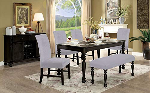 Colorxy Velvet Bench Covers for Dining Room - Stretch Spandex Upholstered Bench Colorxy Velvet Bench Covers for Dining Room - Stretch Spandex Upholstered Bench Slipcover Rectangle Removable Washable Bench Furniture Seat Protector for Living Room, Bedroom, Kitchen (Light Gray).