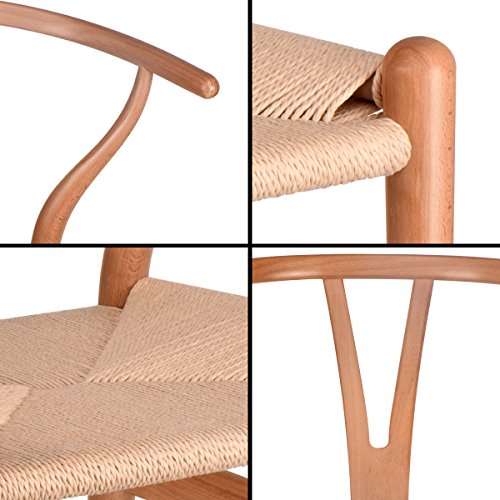 Tomile Wishbone Chair Y Chair Solid Wood Dining Chairs Rattan Armchair Natural Tomile Wishbone Chair Y Chair Solid Wood Dining Chairs Rattan Armchair Natural (Beech-Natural Wood Color).