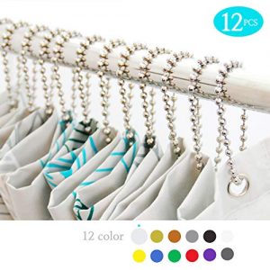 BallchainAge Shower Curtain Hooks, Shower Curtain Rings 12pcs, spa-Quality Look-Nickel