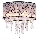 DINGGU Luxury Drum 4 Lights Flush Mounted Crystal Ceiling Lamp, Modern Chandelier Pendant Light Fixtures for Bedroom