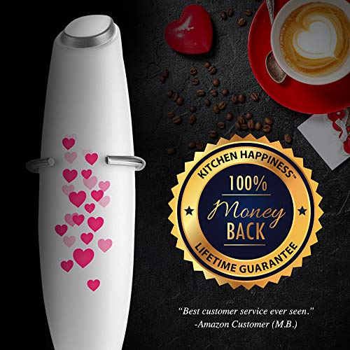 Nice Electrical Whisk Drink Mixer for Bulletproof Zulay Milk Frother Handheld Foam Maker for Lattes - Nice Electrical Whisk Drink Mixer for Bulletproof® Espresso, Mini Blender and Foamer Good for Cappuccino, Frappe, Matcha, Sizzling Chocolate, Basic Milk Boss - Hearts.