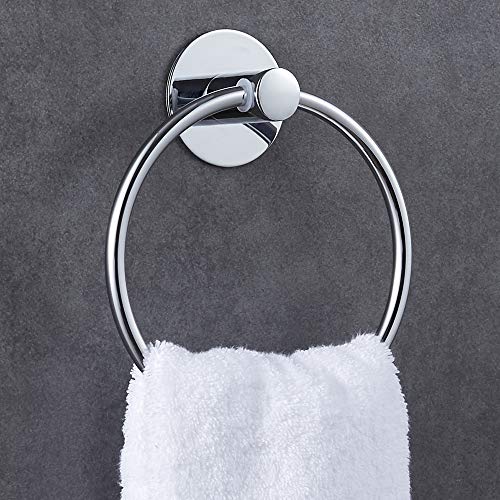 GERUIKE Adhesive Towel Ring Self Adhesive Hand Towel Ring Stainless Steel Rustproof Bathroom Towel Holder Wall Mount