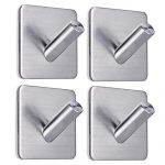 Adhesive Hooks Wall Hooks Heavy Duty Wall Hangers Stick On Hooks for Hanging Bathroom Home Kitchen Office -4 Packs