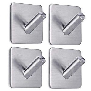Adhesive Hooks Wall Hooks Heavy Duty Wall Hangers Stick On Hooks for Hanging Bathroom Home Kitchen Office -4 Packs