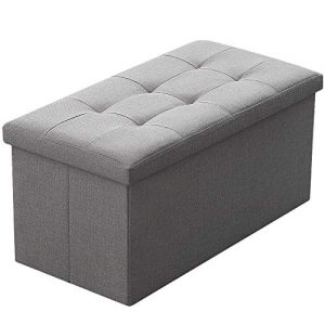 Camabel Folding Storage Ottoman Bench Cube 30 inch Fabric Storage Chest with Memory Foam Seat Footrest Padded Upholstered Stool Tufted for Bedroom Living Room Toy Box Foot Rest Coffee Table Grey