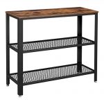 VASAGLE Industrial Console Table, Hallway Table with 2 Mesh Shelves, Side Table and Sideboard, Living Room, Corridor, Narrow, Steel, Rustic Brown ULNT81BX