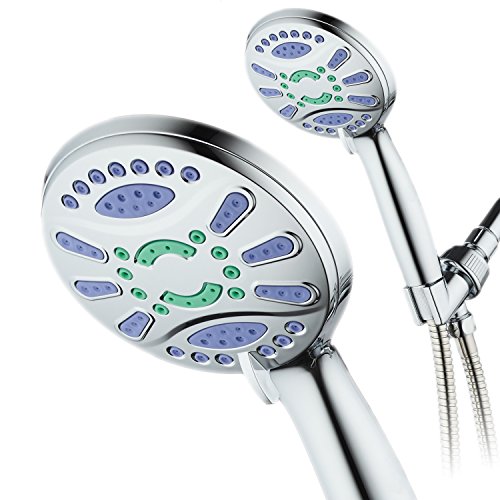 AquaStar Elite High-Pressure 6-setting Luxury Spa Hand Shower with Microban Antimicrobial Anti-Clog Jets for More Power & Less Cleaning! / Extra-Long 5 ft. Stainless Steel Hose/All Chrome Finish