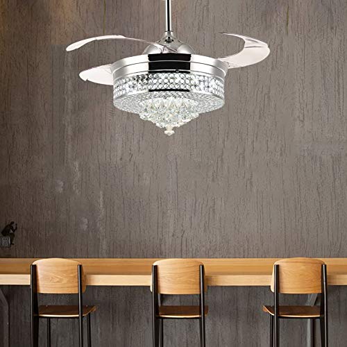 NOXARTE Crystal Ceiling Fan with Light and Remote, Modern LED NOXARTE Crystal Ceiling Fan with Mild and Distant Fashionable LED Dimmable Raindrop Fixture Invisible Blades for Bed room Dwelling Room 36 Inch.