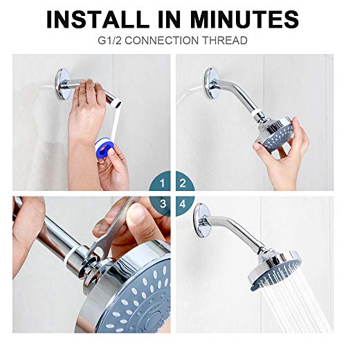 High Pressure Fixed Shower Head HOPOPRO 5-Setting Excessive Stress Mounted Bathe Head HOPOPRO 5-Setting Upgraded Toilet Showerhead Four Inch Excessive Movement Bathe Head with Adjustable Metallic Swivel Ball Joint for Luxurious Bathe Expertise Even at Low Water Movement.