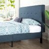 Zinus Omkaram Upholstered Navy Button Detailed Platform Bed / Mattress ...