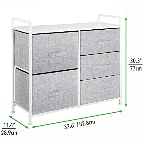mDesign Wide Dresser Storage Tower - Sturdy Steel Frame, Wood Top Bundle Dimensions: 33.eight x 13.zero x 5.5 inches