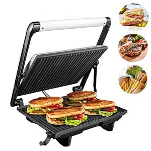 Panini Press Grill 1200W 4-Slice Extra Large Gourmet Sandwich Maker, Non-Stick Coated Plates, Stainless Steel Surface and Removable Drip Tray, AICOK