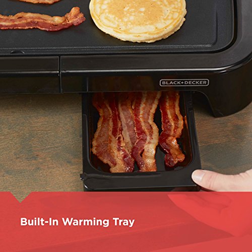 BLACK+DECKER Family-Sized Electric Griddle with Warming Tray and Drip Tray BLACK+DECKER Household-Sized Electrical Griddle with Warming Tray and Drip Tray, GD2051B.