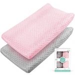 Changing Pad Covers Baby Girls Ultra Soft Stretchy Premium Changing Table Pad Cover for Girls and Boys Breathable Comfortable Diaper Changing Pad Cover - 2 Packs,Pink and Grey