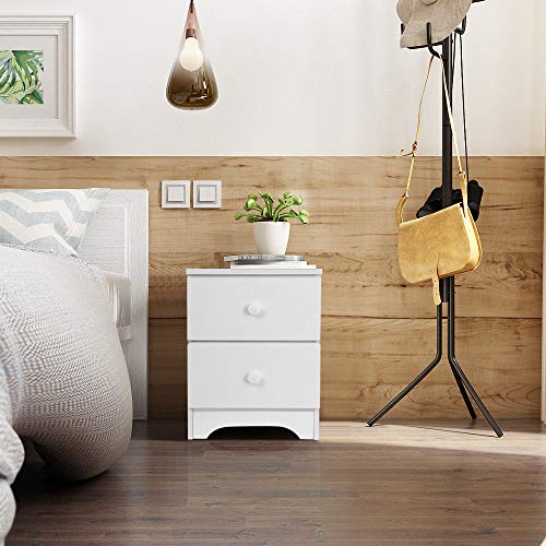 FimKaul White Nightstand with 2 Drawers - Bedside Furniture and Accent End Table FimKaul White Nightstand with 2 Drawers - Bedside Furniture &amp; Accent End Table Chest for Home, Bedroom Accessories, Office, College Dorm.