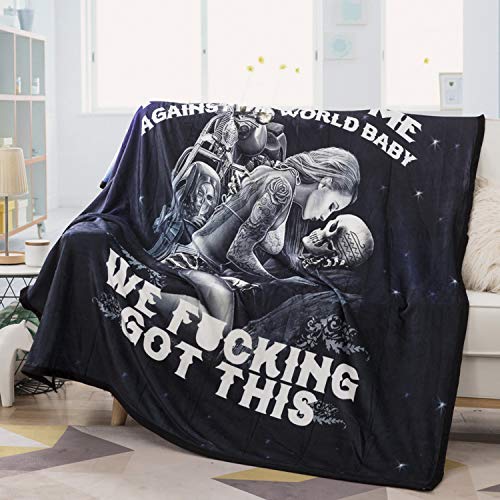 Felu Flannel Fleece Blanket Luxury 3D Beauty and Ghost Rider Printed Soft Cozy Lightweight Durable Plush Throw Blanket for Bedroom Living Rooms Sofa Couch