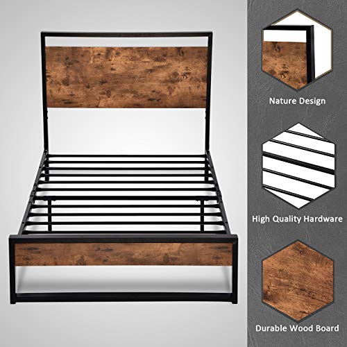 Amolife Twin Bed Frame with Headboard/Platform Metal Bed Frame Amolife Twin Mattress Body with Headboard/Platform Metallic Mattress Body with Footboard/Mattress Basis/Sturdy Slat Assist/No Field Spring Wanted.