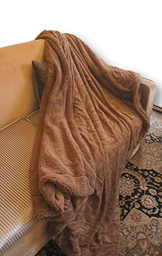 DaDa Faux Fur Throw Blanket – Deep Brown Soft Pile Backed by Sherpa Fleece – The Humane Way to Bring The Beauty of Fur into Your Room – No Animals Used – 63x87 inch Twin Bed
