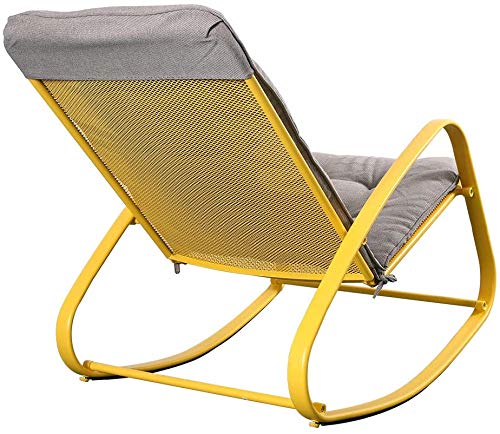 Ultimate Comfort Outdoors with the Ergonomic Patio Rocker Chair Modern and Simplistic Design: This patio rocker chair boasts a grand modern design that adds a touch of elegance to your outdoor space. Its simplistic yet stylish appearance complements a variety of settings, making it a versatile addition to your porch, balcony, yard, or garden. Heavy-Duty Steel Construction: Crafted with heavy-duty steel, this chair is built to withstand the rigors of outdoor use. It offers exceptional durability and stability, ensuring it lasts for seasons to come. Foldable and Portable: The chair's foldable design allows for effortless storage and transport. With a single hand lift, you can conveniently fold and move it, making it a practical choice for those who want flexibility in their outdoor seating arrangements. Safety First: Safety is a top priority, and this chair is designed with your well-being in mind. It provides a secure and stable seating experience, allowing you to relax with peace of mind. Supreme Comfort: Enjoy the pinnacle of comfort with an ergonomic high backrest that reclines to a comfortable 105° angle. This design provides optimal support for your back and promotes relaxation, making it an ideal spot for reading, napping, or simply unwinding. OLEFIN Cushion Padding: The chair features an OLEFIN cushion that not only enhances comfort but also stands up to the demands of outdoor use. It's resistant to moisture, stains, and UV rays, ensuring it maintains its beauty over time. Elevate your outdoor lounging experience with the Ergonomic Patio Rocker Chair. Its winning combination of modern design, durability, comfort, and versatility makes it the perfect choice for anyone seeking a stylish and cozy outdoor seating option.