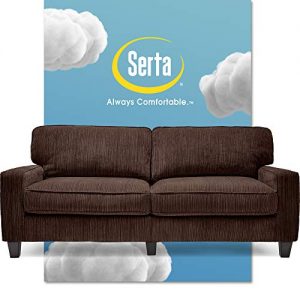 Serta Palisades Upholstered Sofas for Living Room Modern Design Couch, Straight Arms, Soft Fabric Upholstery, Tool-Free Assembly, 78", Brown