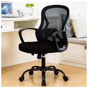 BERLMAN Ergonomic Mid Back Mesh Office Chair Adjustable Height Desk Chair Swivel Chair Computer Chair with Armrest Lumbar Support (Black)