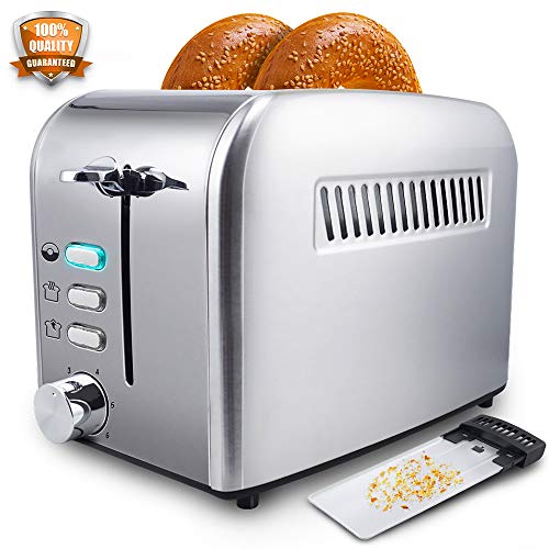 Toaster 2 Slice - Toasters Toast Evenly And Quickly With Perfect Bagel Defrost Cancel Function - Toasters 2 Slice Best Rated Prime - Cool Touch Stainless Steel Compact Bread Toaster With Two Wide Slots