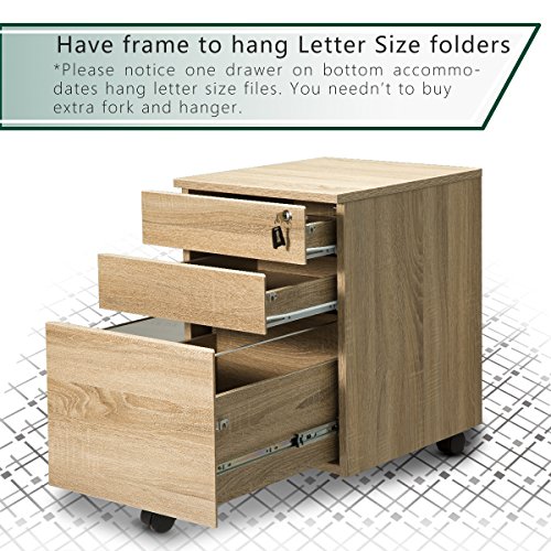 TOPSKY 3 Drawers Wood Mobile File Cabinet Fully Assembled Except Casters TOPSKY 3 Drawers Wood Mobile File Cabinet Fully Assembled Except Casters (Oak Letter Size).