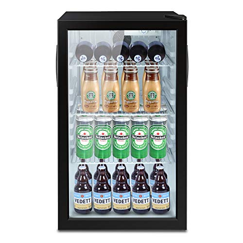 Northair Beverage Refrigerator Cooler 100 Can Mini Fridge Glass Door with 7 temp settings Glass Door Small Drink Dispenser Machine 32°F- 61°F